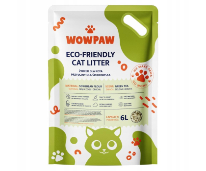 Artykuły dla zwierząt WOWPAW Żwirek tofu zielona herbata 6l